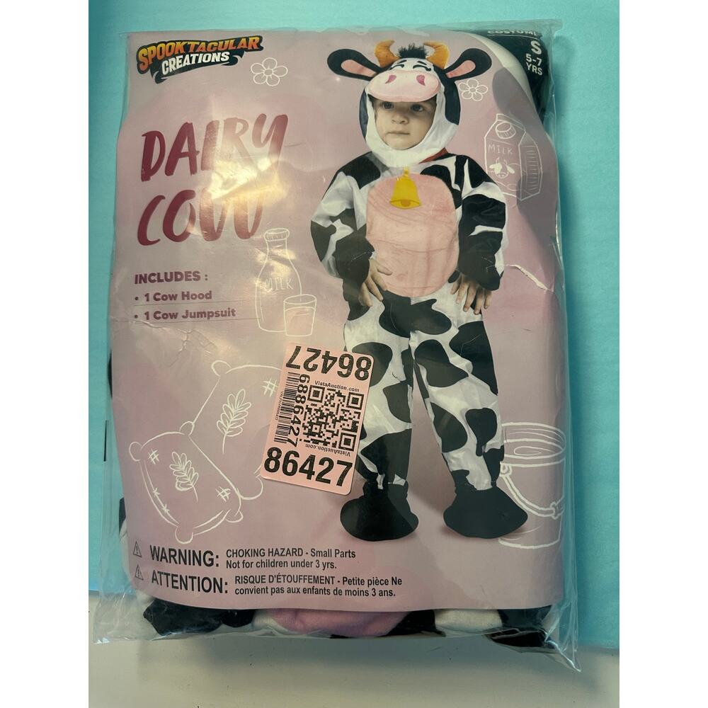 Costume Dairy Cow Jumpsuit and hood Super cute 5-7 Years